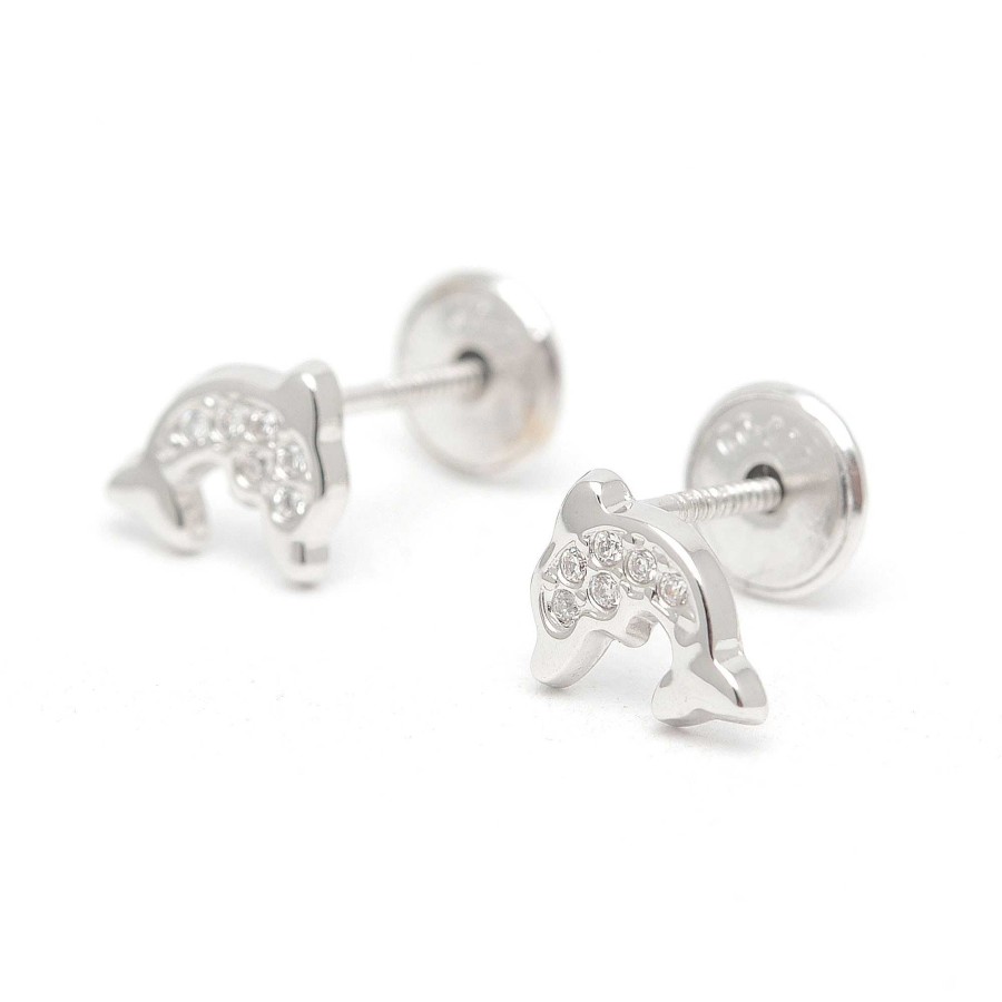 Beb Joyeria Antonio Cumplido | Pendientes Oro Blanco Beb Delfines Circonitas