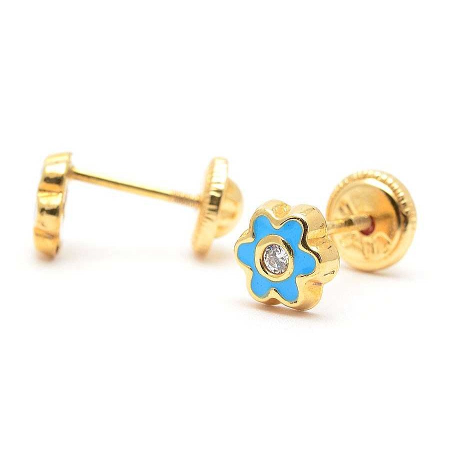 Beb Joyeria Antonio Cumplido | Pendientes Oro Flor Azul