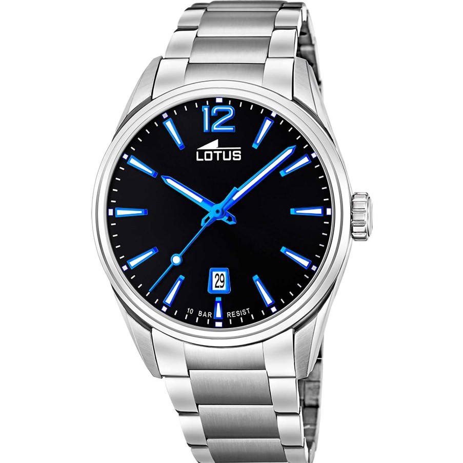 Relojes Joyeria Antonio Cumplido | Reloj Lotus Negro Y Azul Brazalete Acero