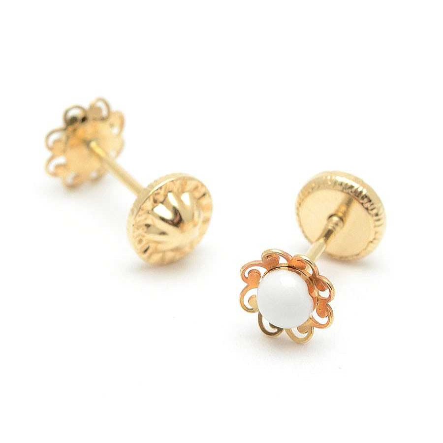 Beb Joyeria Antonio Cumplido | Pendientes Oro Flor Blanca