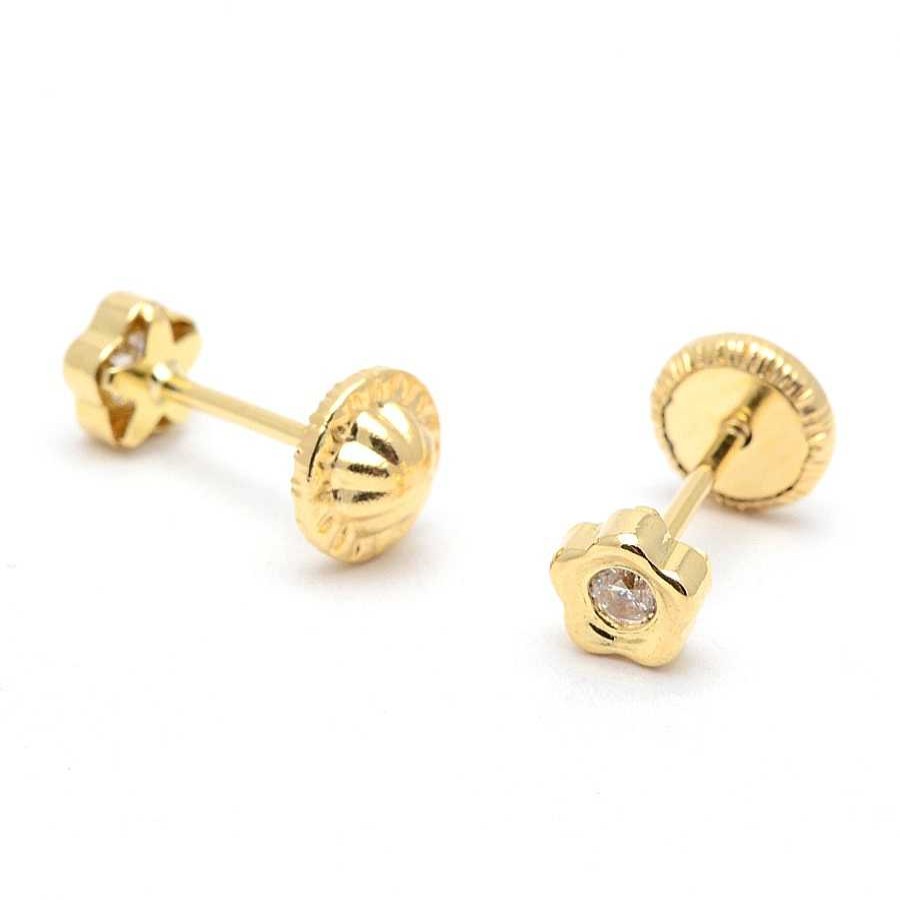 Beb Joyeria Antonio Cumplido | Pendientes Oro Flor Circonita