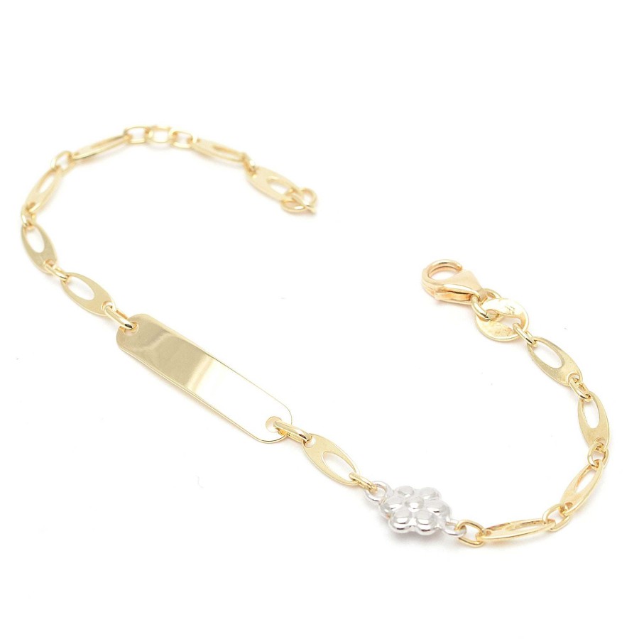 Beb Joyeria Antonio Cumplido | Pulsera Oro Beb Flor Placa Nombre