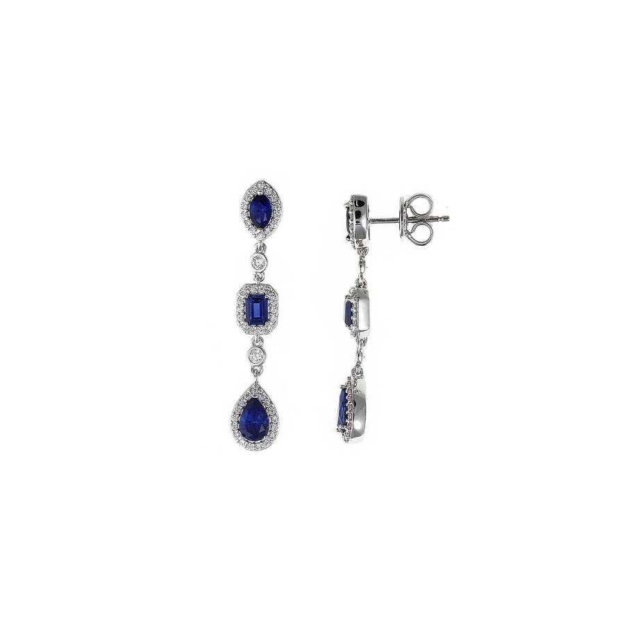 Boda Joyeria Antonio Cumplido | Pendientes Plata Largos Azules Circonitas