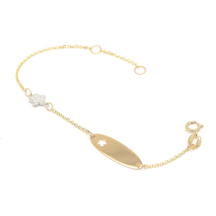 Beb Joyeria Antonio Cumplido | Pulsera Oro Beb Placa Flor