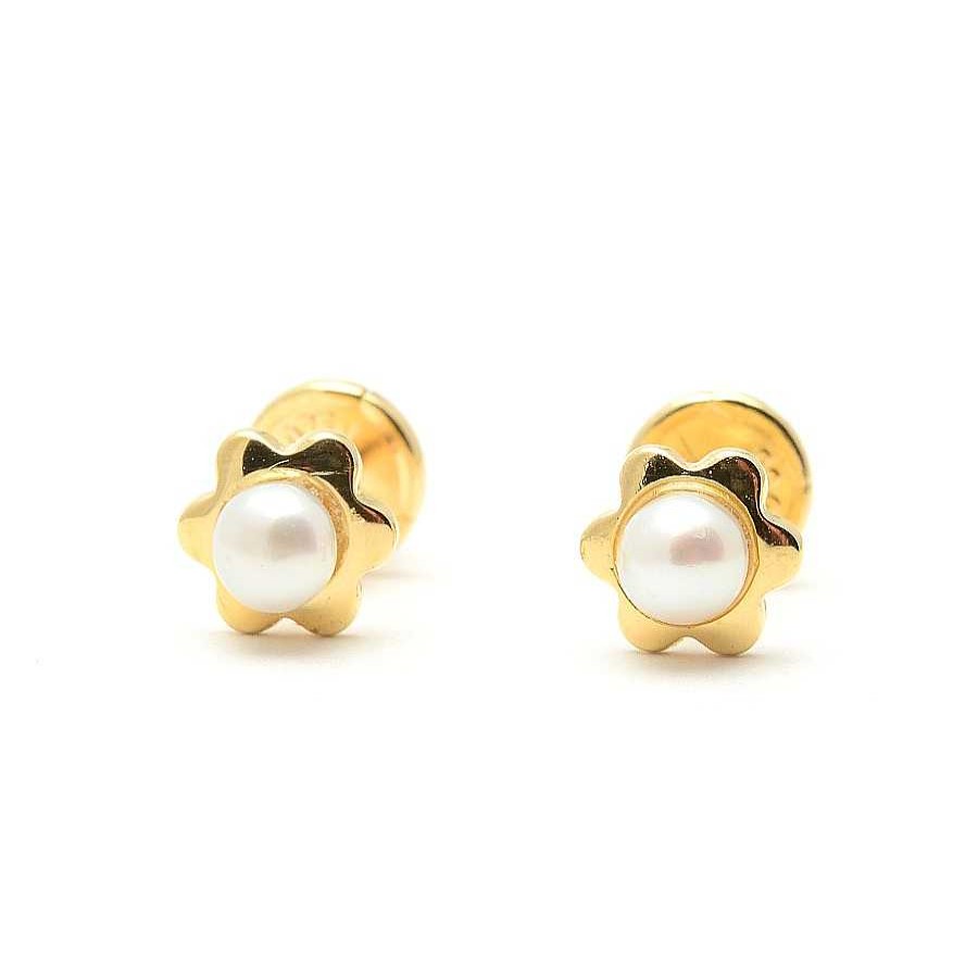 Beb Joyeria Antonio Cumplido | Pendientes Oro Flor Perla