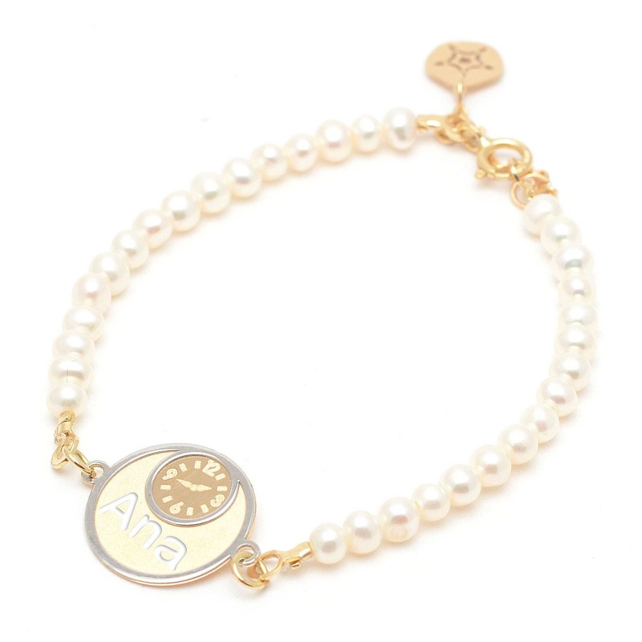 Beb Joyeria Antonio Cumplido | Pulsera Oro Beb Perlas Reloj Nombre