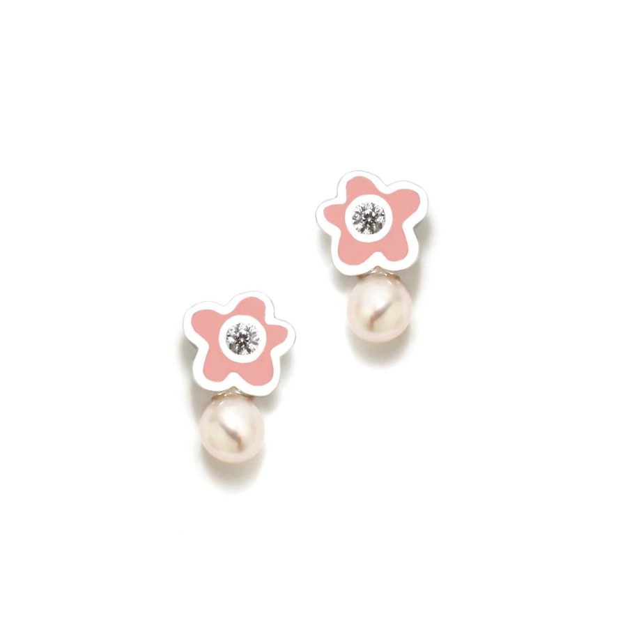 Beb Joyeria Antonio Cumplido | Pendientes Plata Beb Agatha Flor Rosa Perla