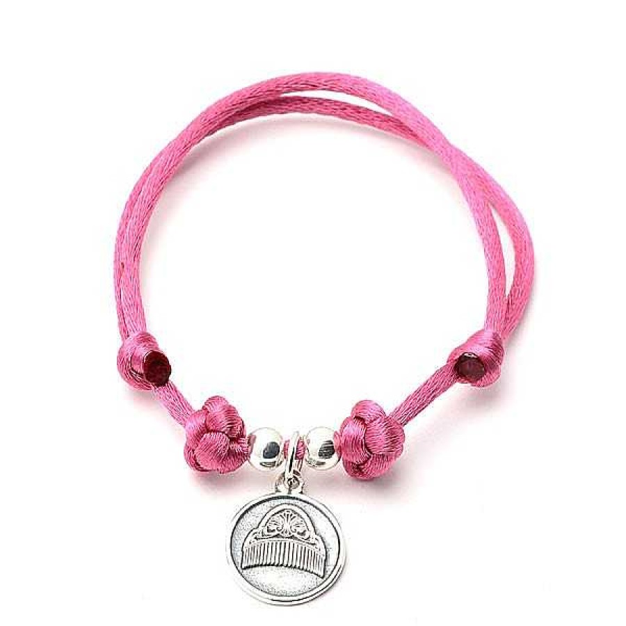 Fallas Joyeria Antonio Cumplido | Pulsera Peineta Plata Cordon Fucsia