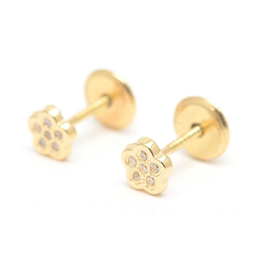 Beb Joyeria Antonio Cumplido | Pendientes Oro Beb Flor Circonitas