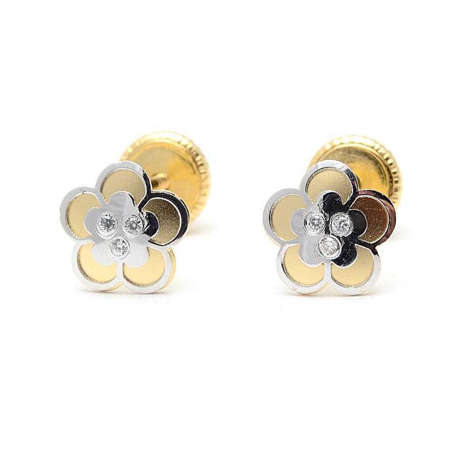 Beb Joyeria Antonio Cumplido | Pendientes Oro Flor Bicolor Cristales