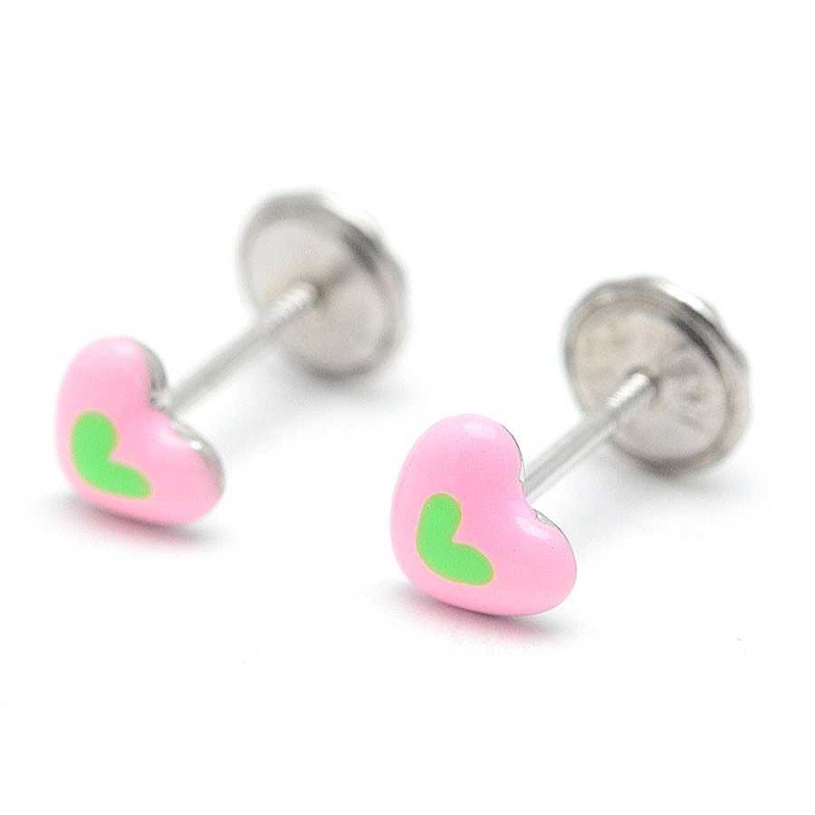 Beb Joyeria Antonio Cumplido | Pendientes Plata Coraz N Rosa