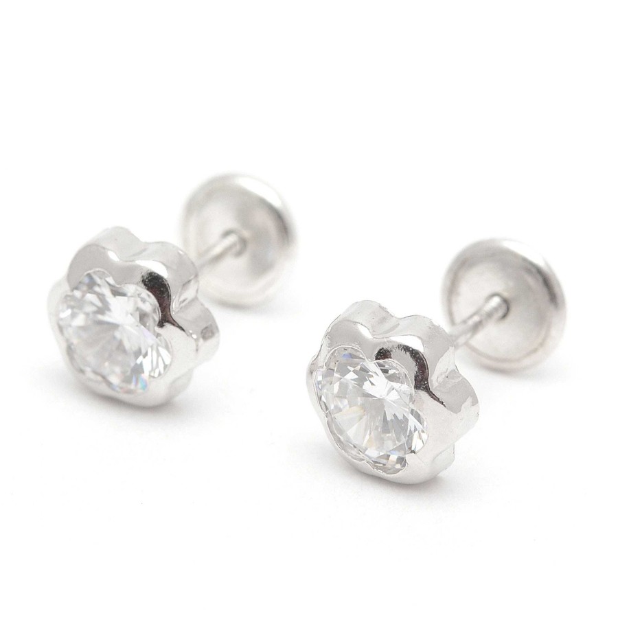 Beb Joyeria Antonio Cumplido | Pendientes Plata Rosca Flor Circonita