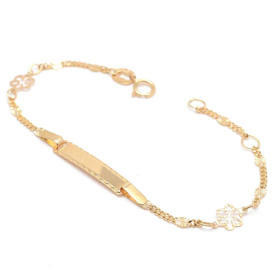 Beb Joyeria Antonio Cumplido | Pulsera Oro Beb Placa Flores