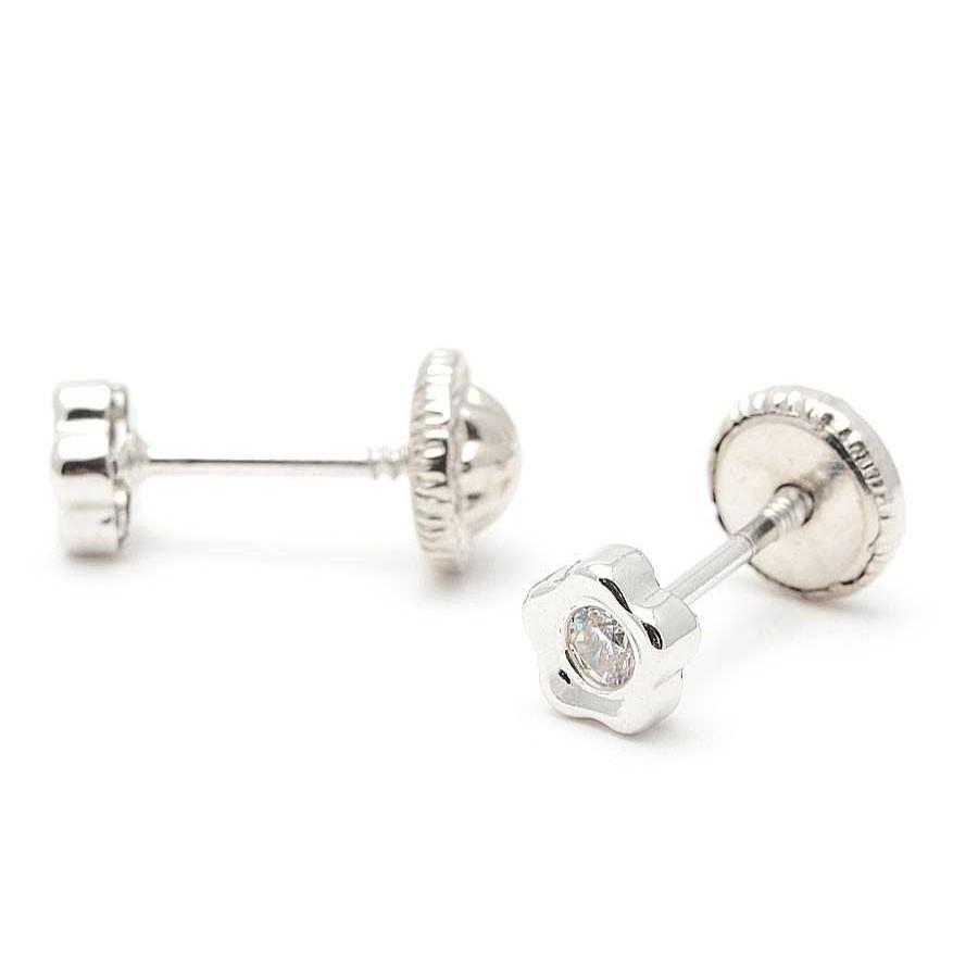 Beb Joyeria Antonio Cumplido | Pendientes Oro Blanco Flor Circonita