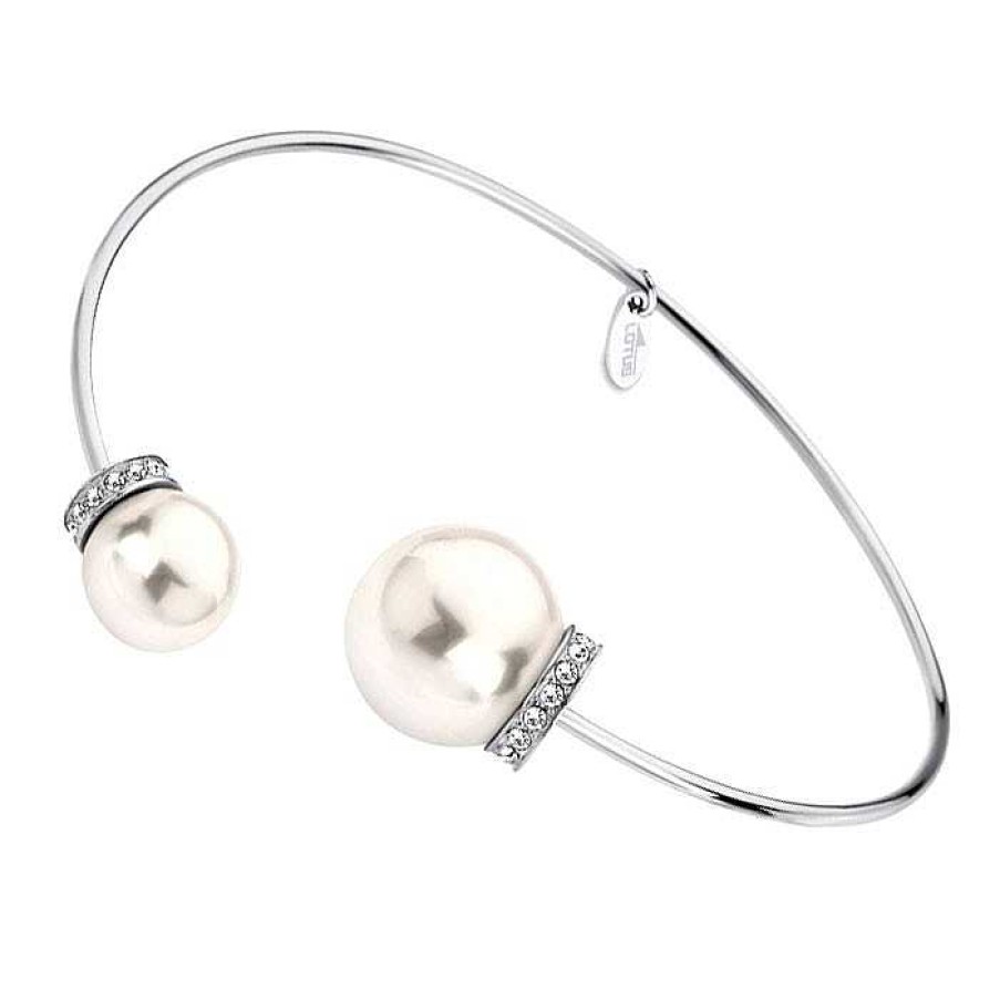 Pulseras Joyeria Antonio Cumplido | Brazalete Lotus Acero Perlas