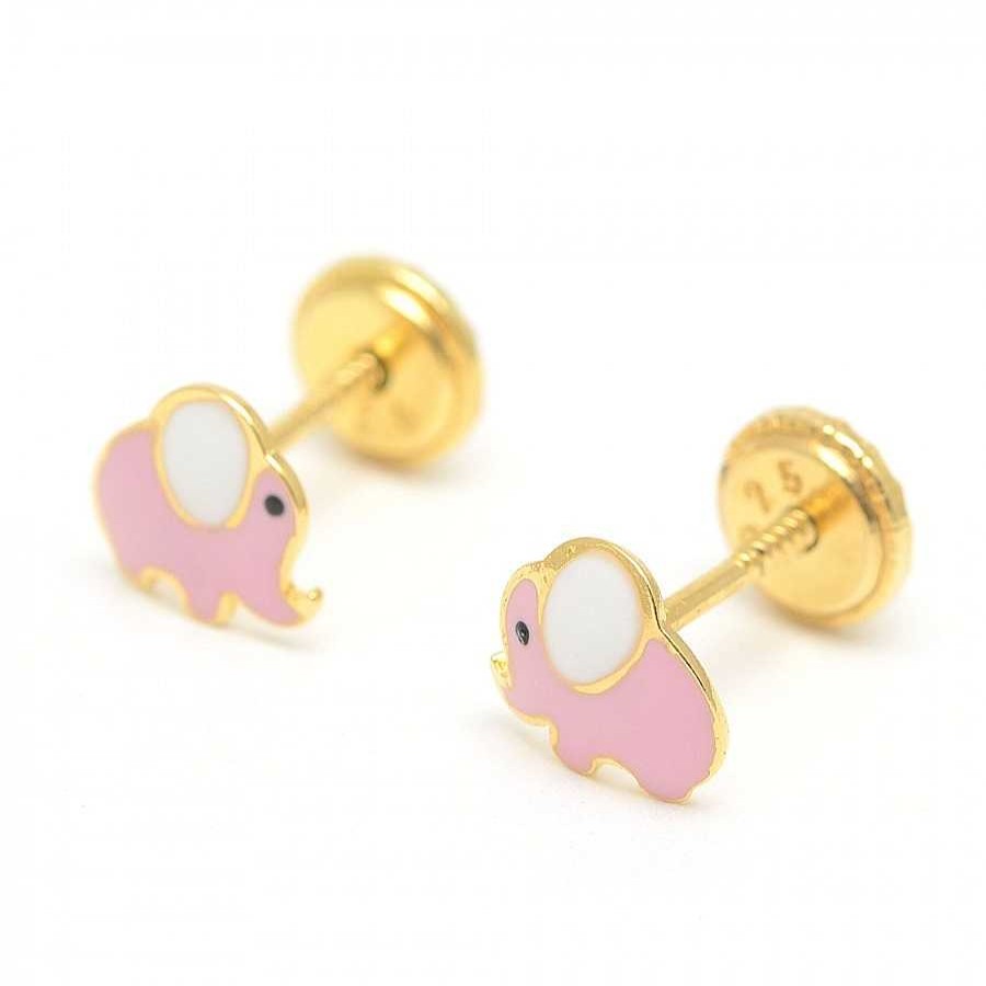 Beb Joyeria Antonio Cumplido | Pendientes Oro Beb Elefante Rosa