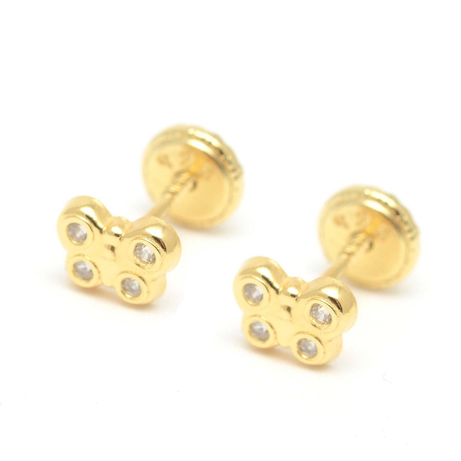 Beb Joyeria Antonio Cumplido | Pendientes Dorados Rosca Mariposa Circonitas