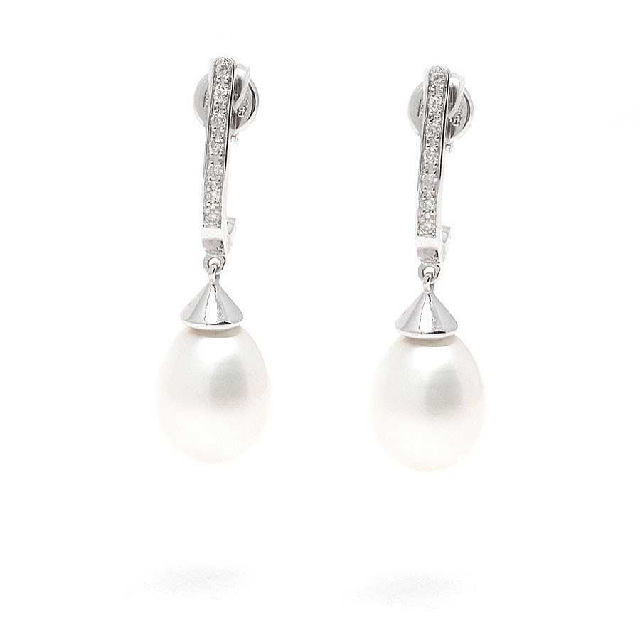 Boda Joyeria Antonio Cumplido | Pendientes Oro Blanco Diamantes Perla