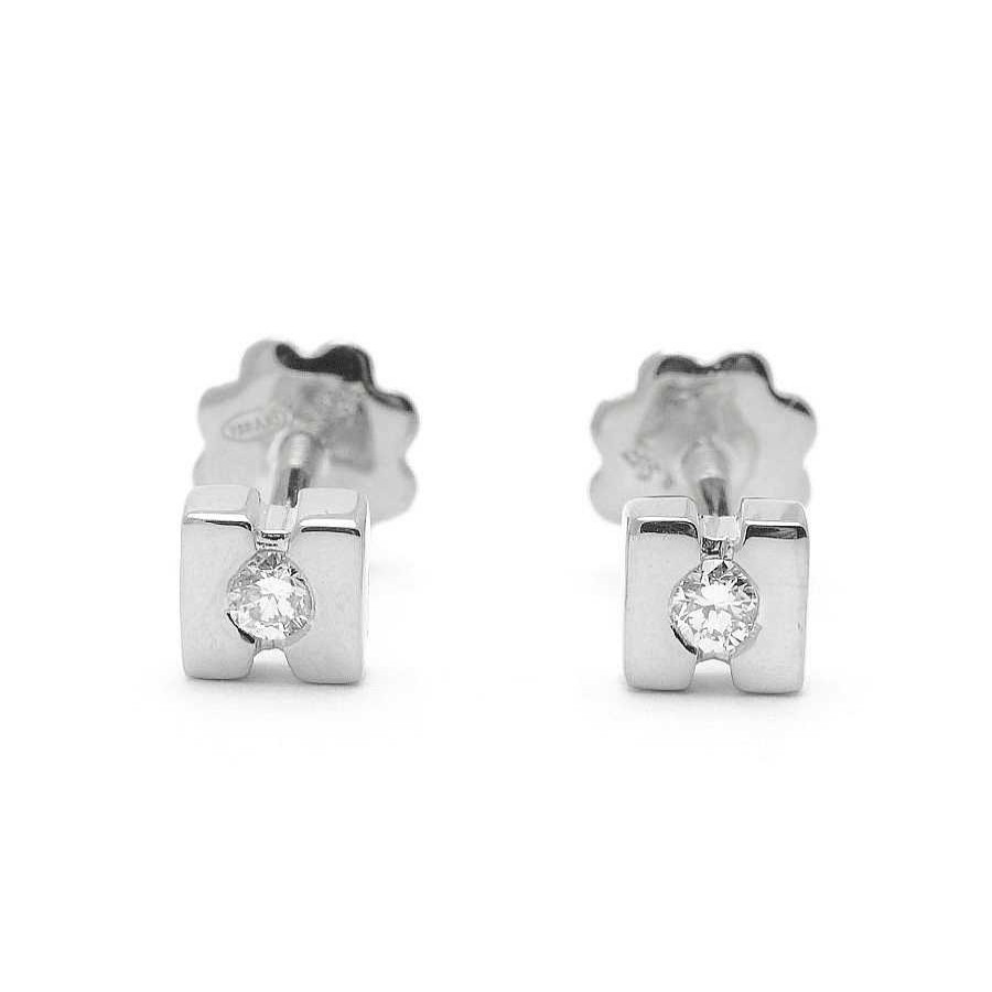 Beb Joyeria Antonio Cumplido | Pendientes Diamantes Oro Blanco Cuadrado