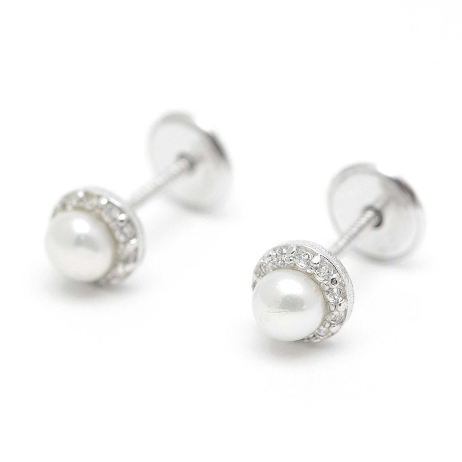 Beb Joyeria Antonio Cumplido | Pendientes Oro Blanco Beb Perlas Circonitas