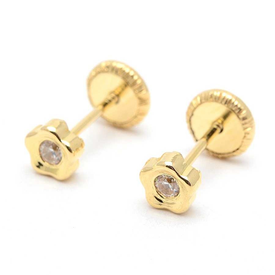 Beb Joyeria Antonio Cumplido | Pendientes Oro Flor Circonita