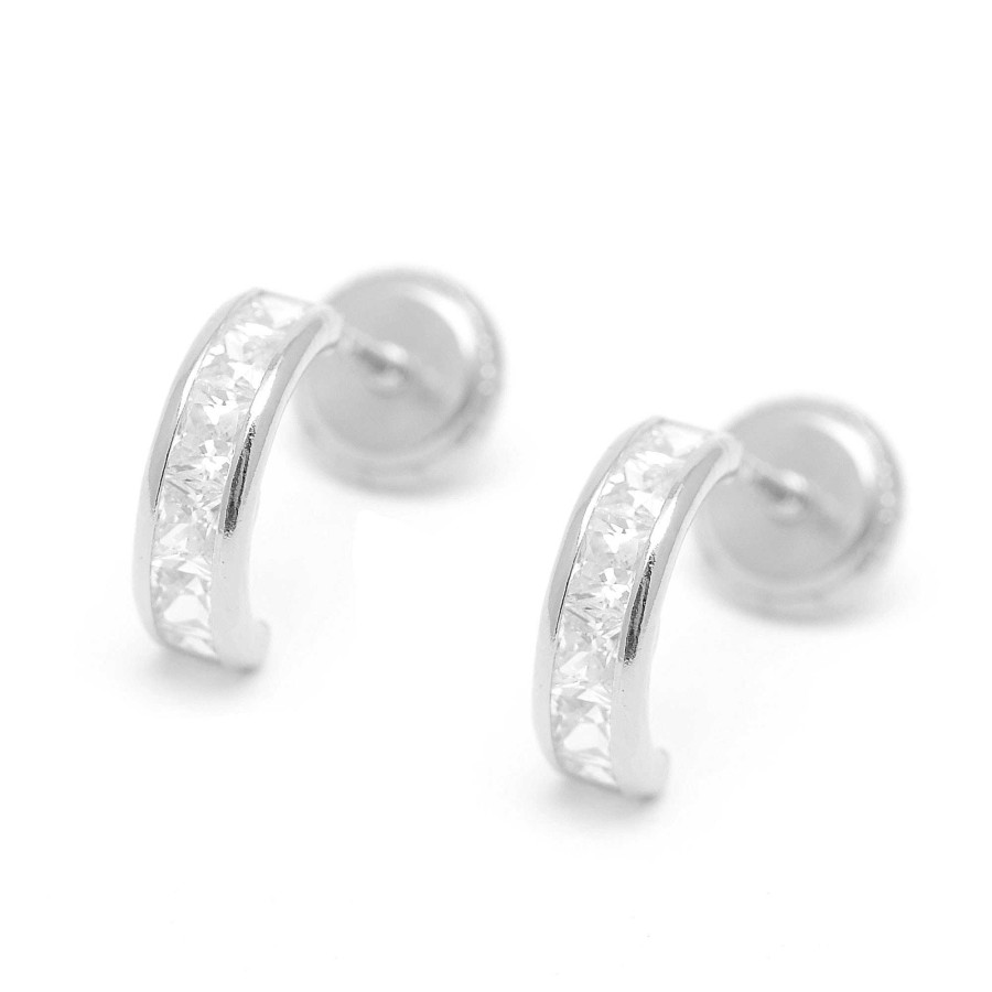 Beb Joyeria Antonio Cumplido | Pendientes Plata Rosca Aros Circonitas