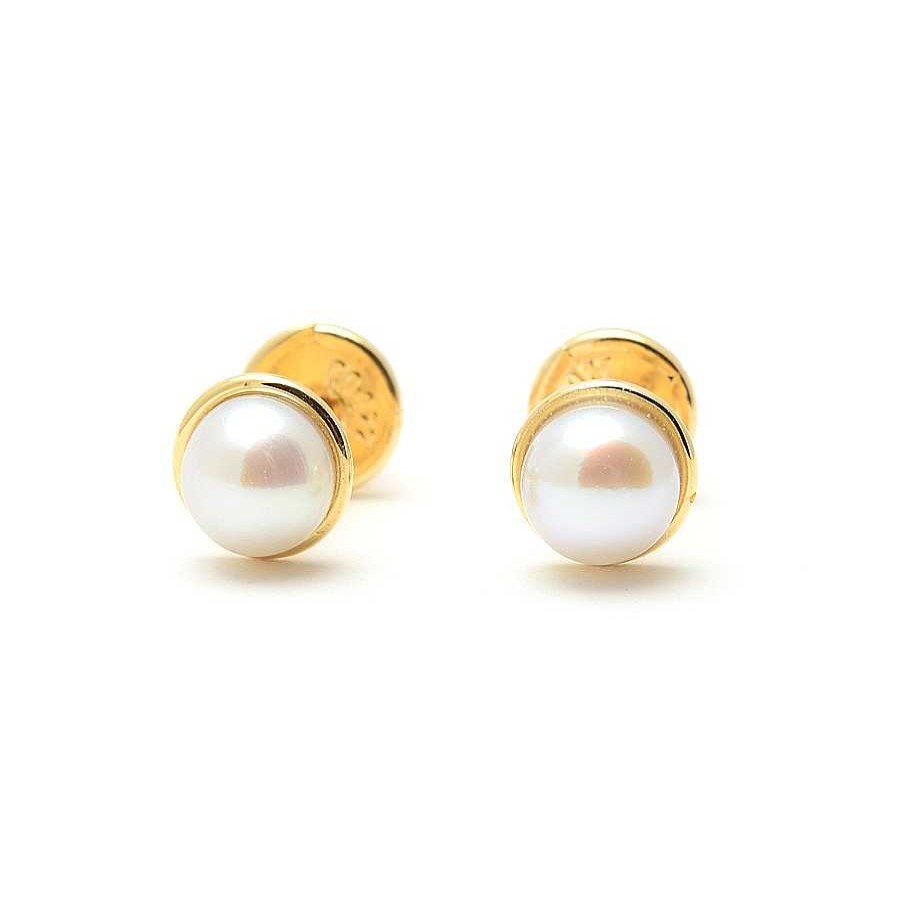 Beb Joyeria Antonio Cumplido | Pendientes Oro Beb Perla Con Bisel