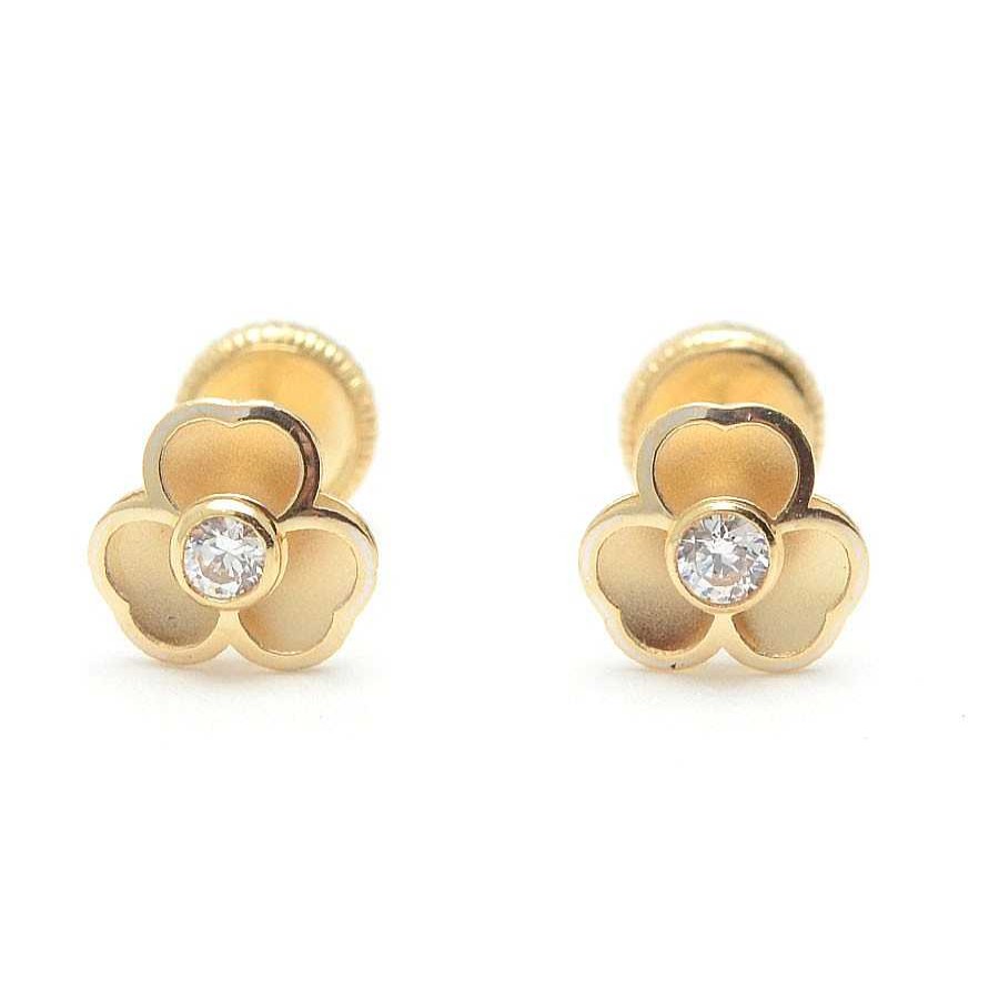 Beb Joyeria Antonio Cumplido | Pendientes Oro Flor Tr Bol Circonita