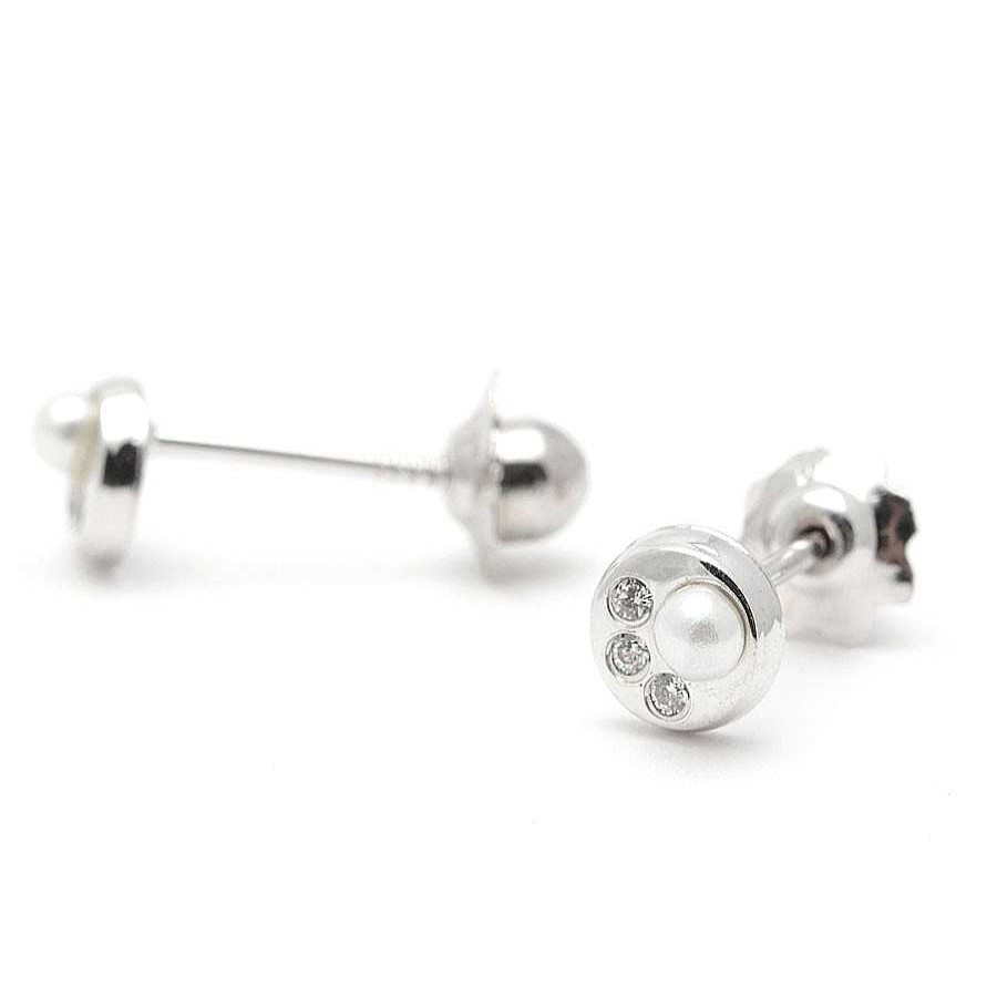 Beb Joyeria Antonio Cumplido | Pendientes Oro Blanco Perla Circonitas