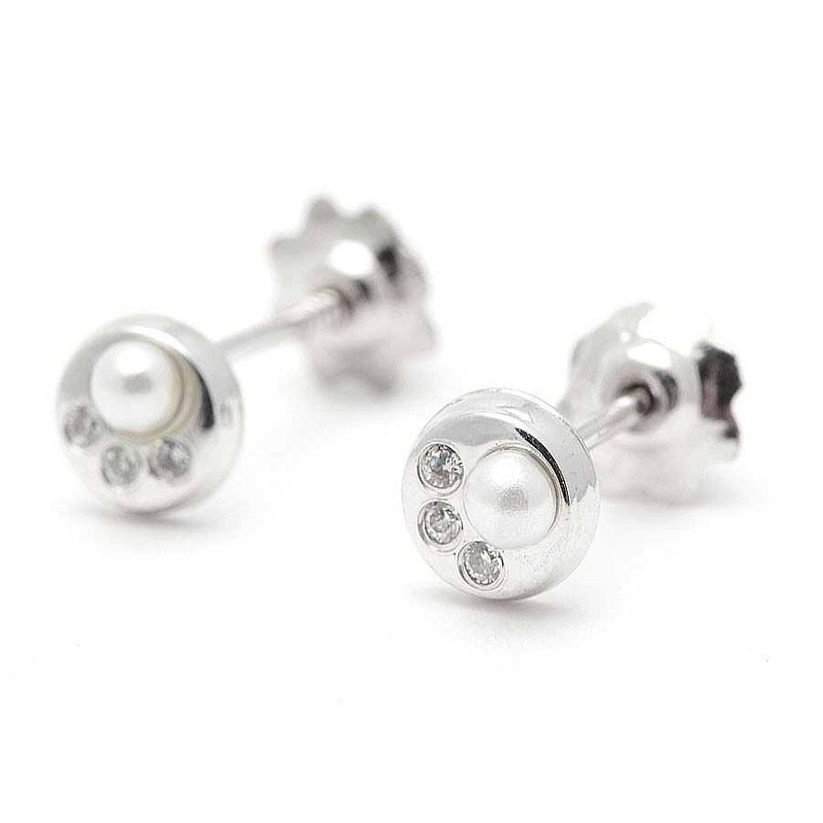 Beb Joyeria Antonio Cumplido | Pendientes Oro Blanco Perla Circonitas