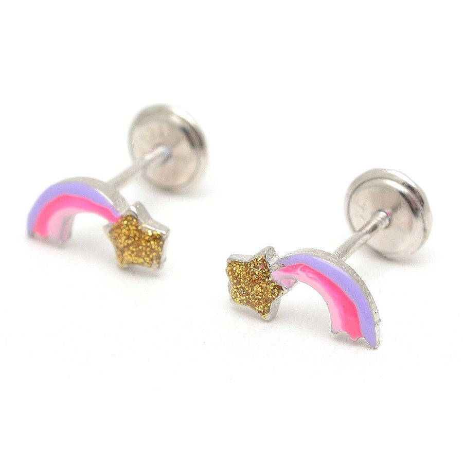 Beb Joyeria Antonio Cumplido | Pendientes Plata Arco Iris Rosa