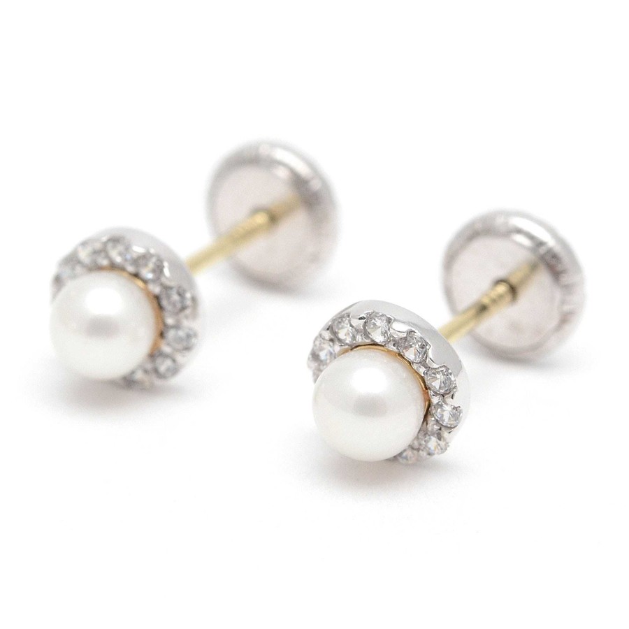 Beb Joyeria Antonio Cumplido | Pendientes Oro Blanco Perla Circonitas