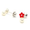 Beb Joyeria Antonio Cumplido | Pendientes Plata Flor Roja Perla