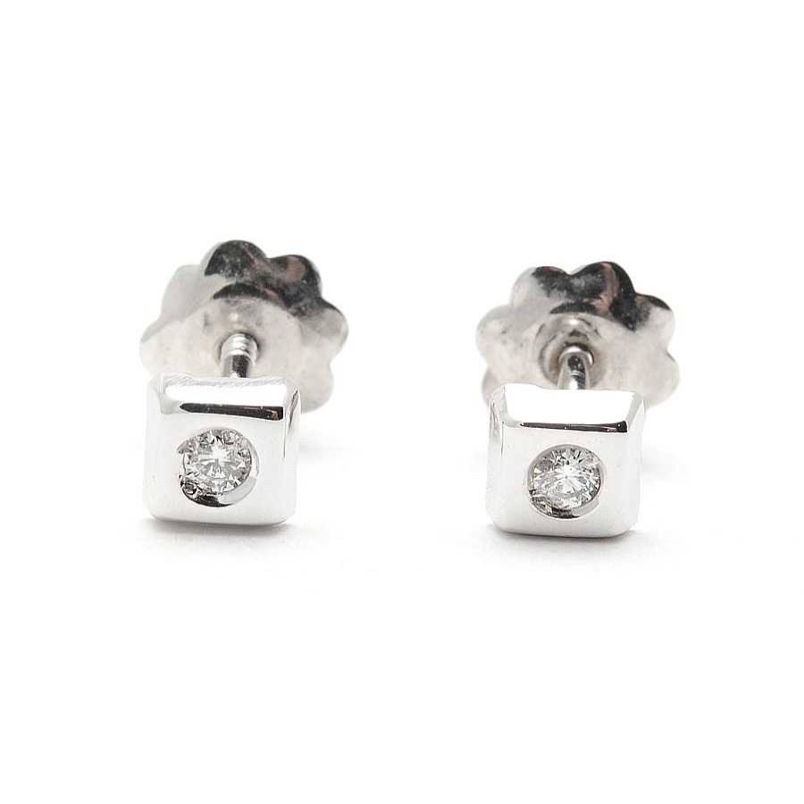 Beb Joyeria Antonio Cumplido | Pendientes Diamantes Oro Blanco Cuadrado