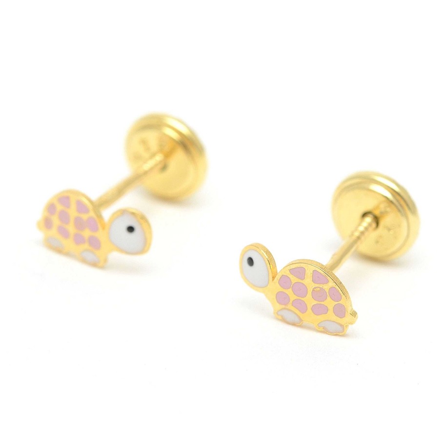 Beb Joyeria Antonio Cumplido | Pendientes Dorados Rosca Tortuga Rosa