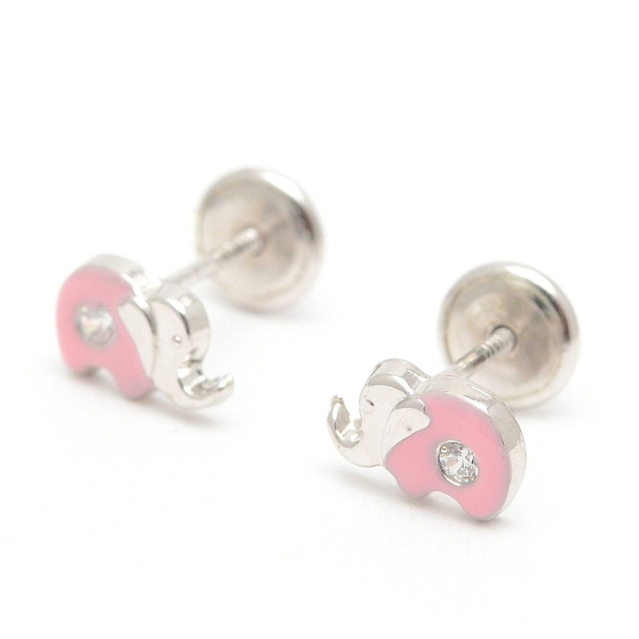 Beb Joyeria Antonio Cumplido | Pendientes Plata Rosca Elefantes Rosa