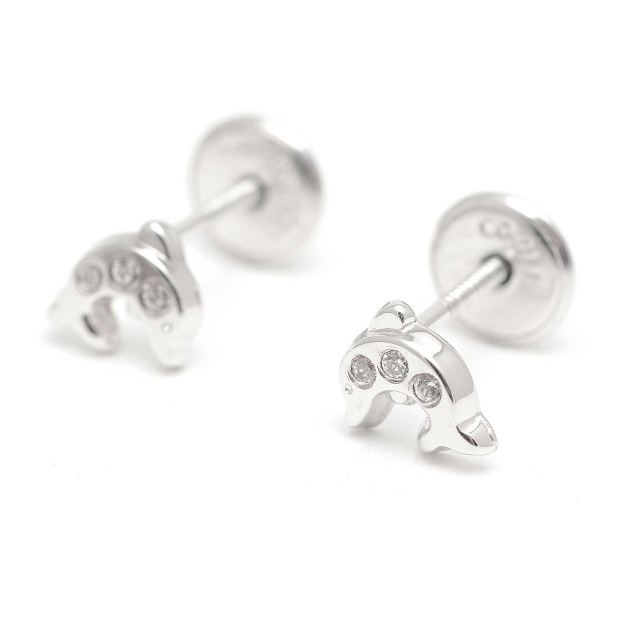 Beb Joyeria Antonio Cumplido | Pendientes Oro Blanco Beb Delfines Circonitas