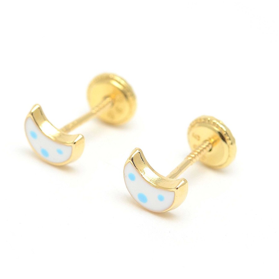 Beb Joyeria Antonio Cumplido | Pendientes Dorados Rosca Luna Blanca