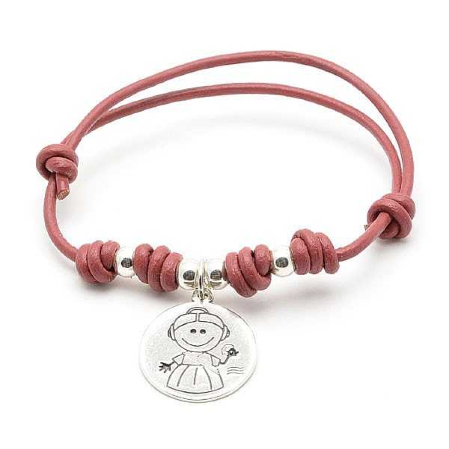 Fallas Joyeria Antonio Cumplido | Pulsera Fallera Plata Cord N Rosa