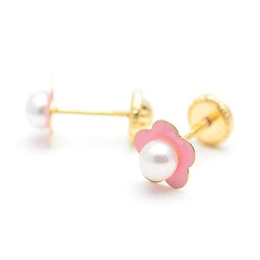 Beb Joyeria Antonio Cumplido | Pendientes Oro Flor Rosa Perla