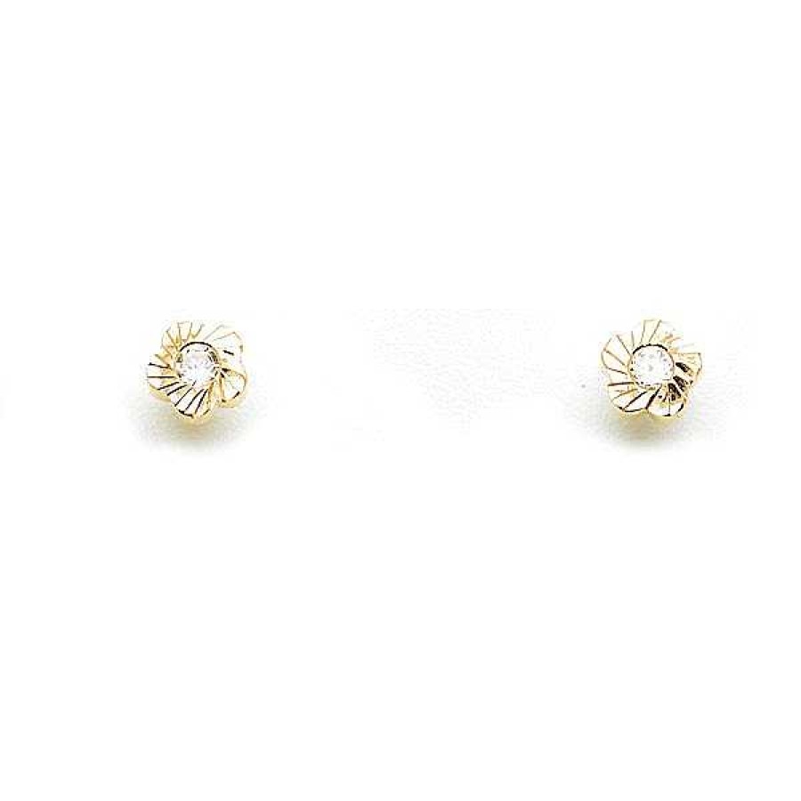 Beb Joyeria Antonio Cumplido | Pendientes Oro Flor Tallada Circonita