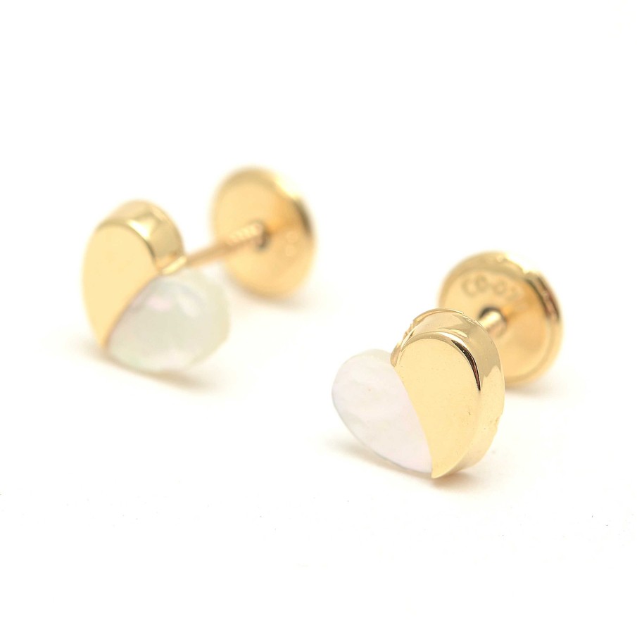 Beb Joyeria Antonio Cumplido | Pendientes Oro Beb Corazones N Car Blanco