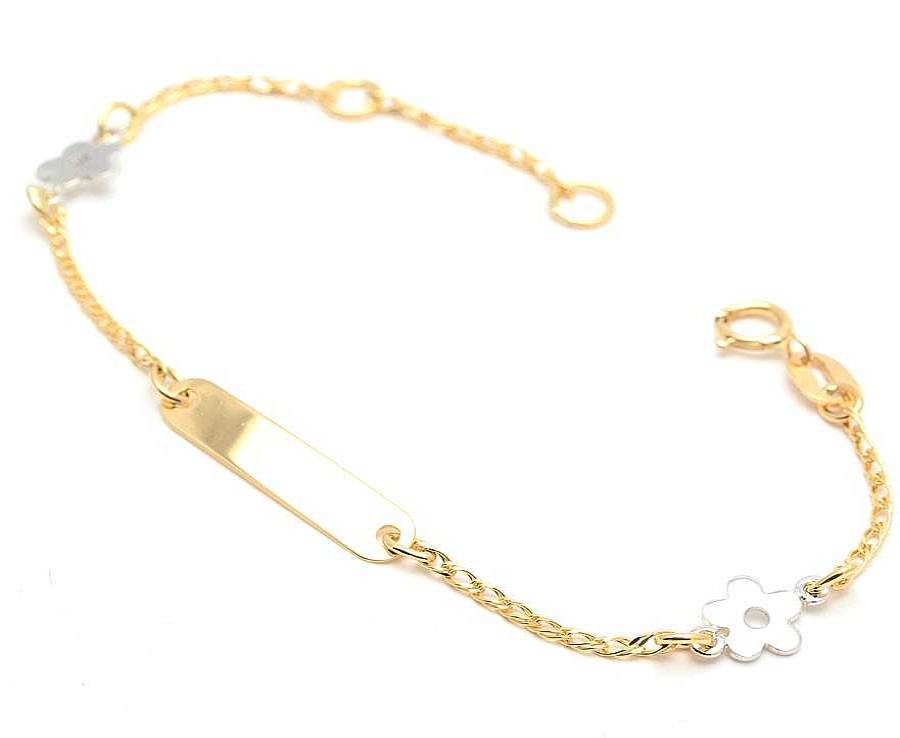 Beb Joyeria Antonio Cumplido | Pulsera Oro Placa Flores Oro Blanco