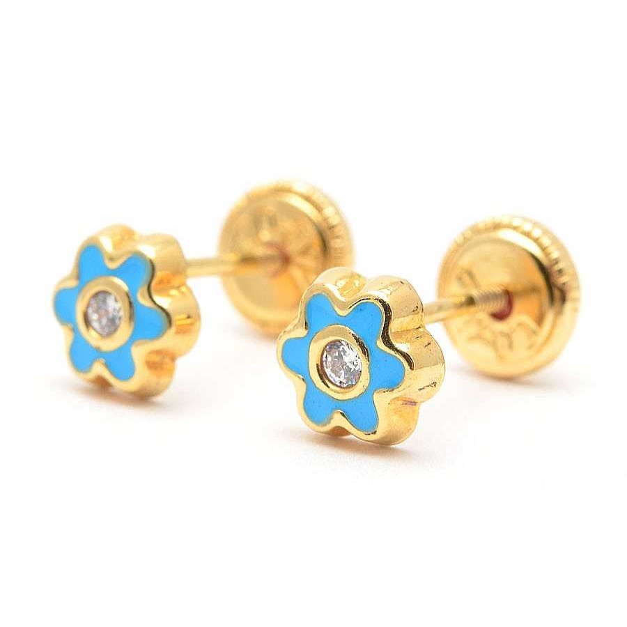 Beb Joyeria Antonio Cumplido | Pendientes Oro Flor Azul