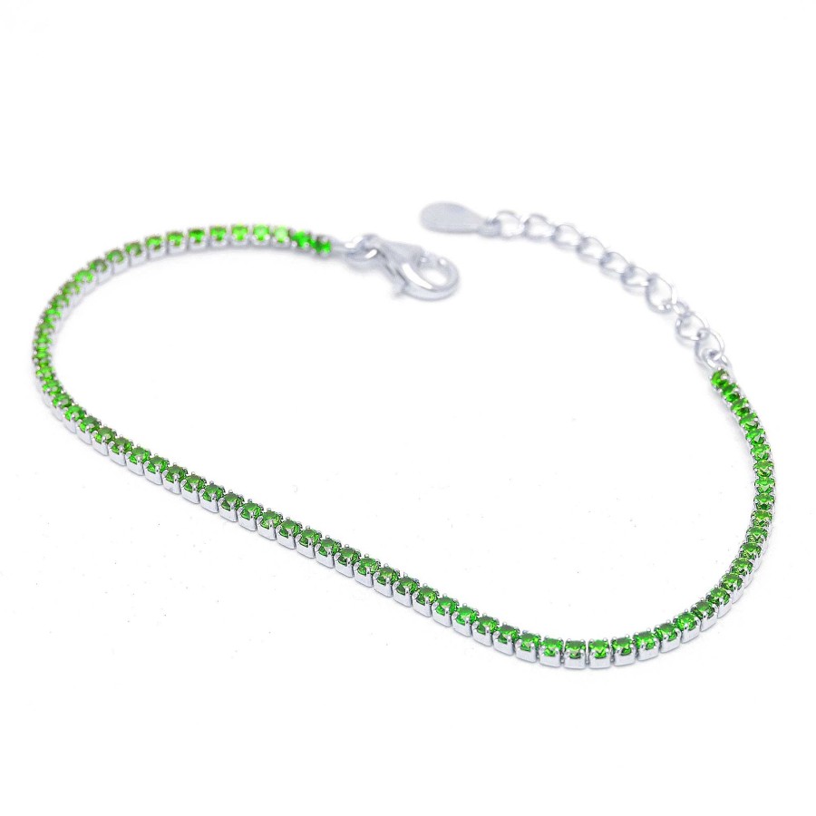 Pulseras Joyeria Antonio Cumplido | Pulsera Plata Riviere Verde Circonitas