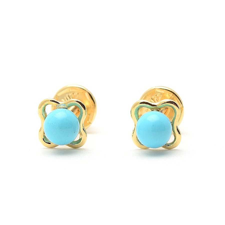 Beb Joyeria Antonio Cumplido | Pendientes Oro Flor Turquesa