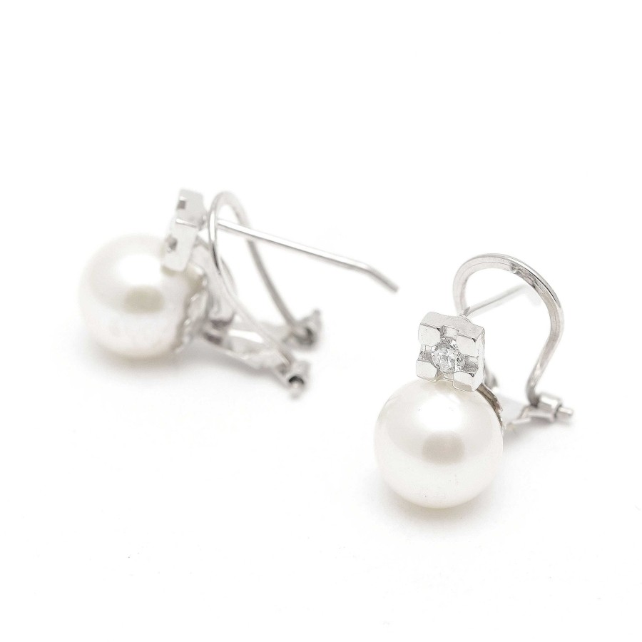 Boda Joyeria Antonio Cumplido | Pendientes Oro Blanco Perla Diamantes