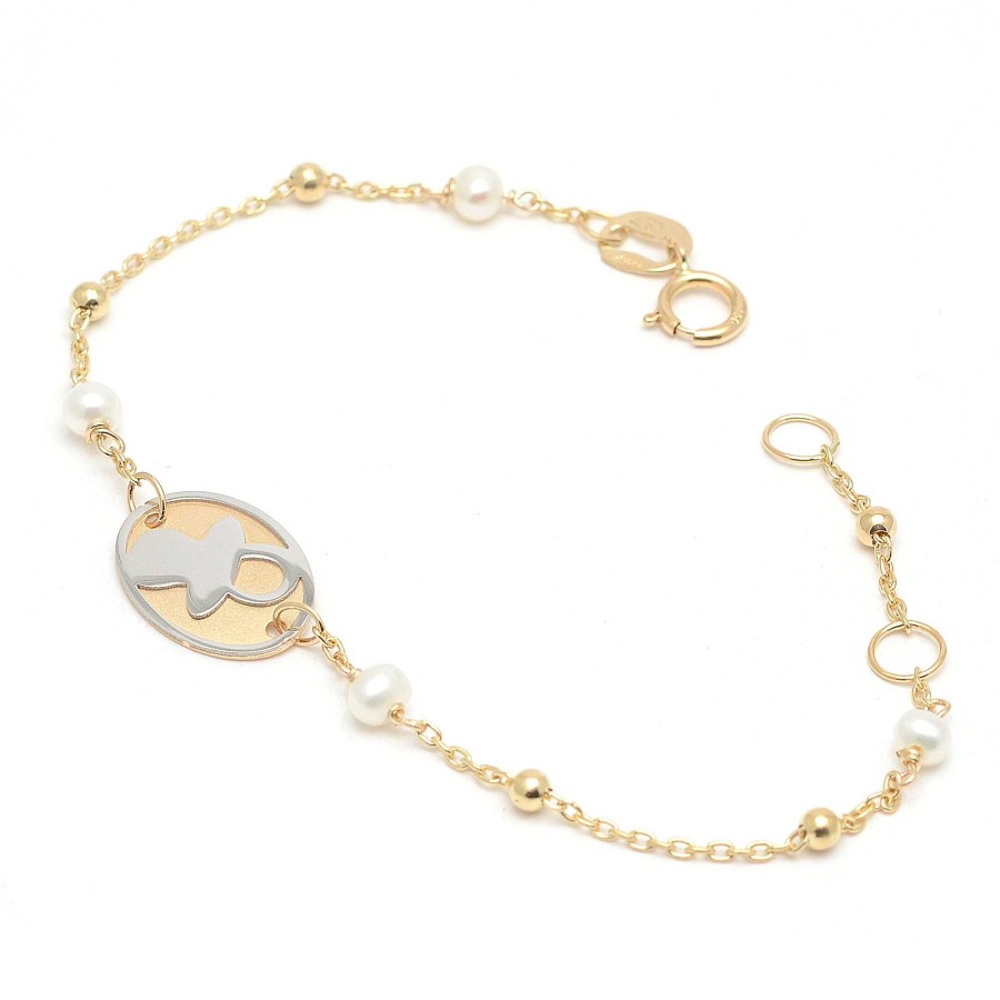 Beb Joyeria Antonio Cumplido | Pulsera Oro Beb Placa Chupete Perlas