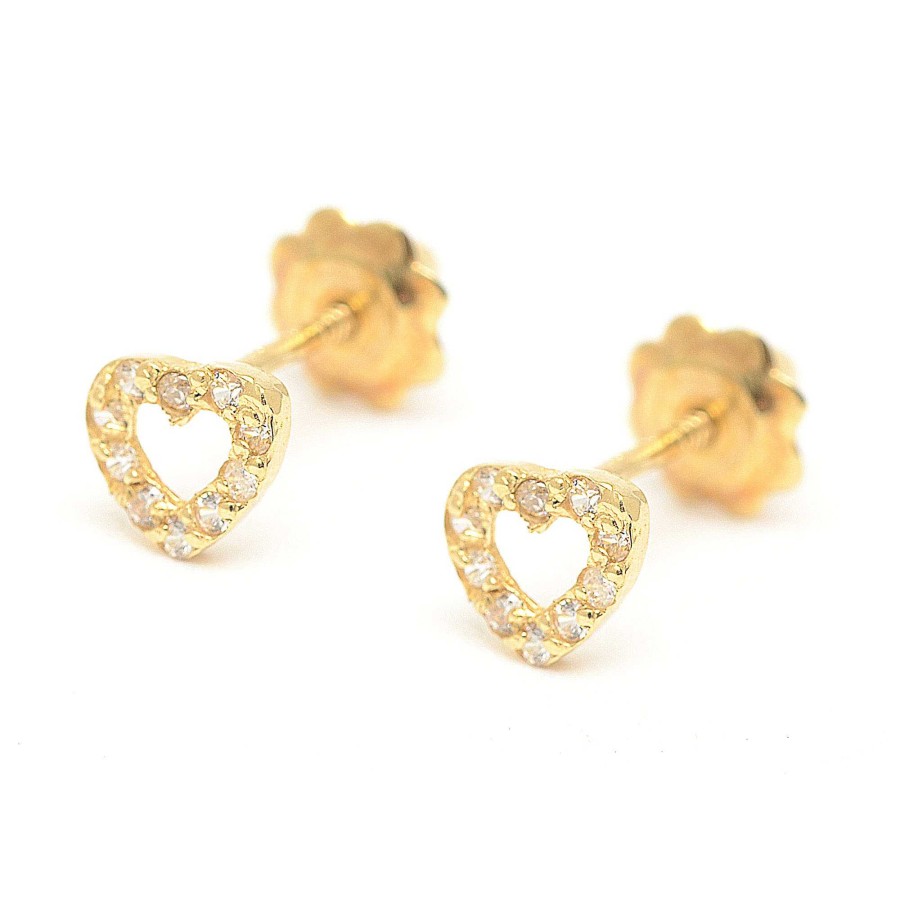 Beb Joyeria Antonio Cumplido | Pendientes Oro Coraz N Circonitas