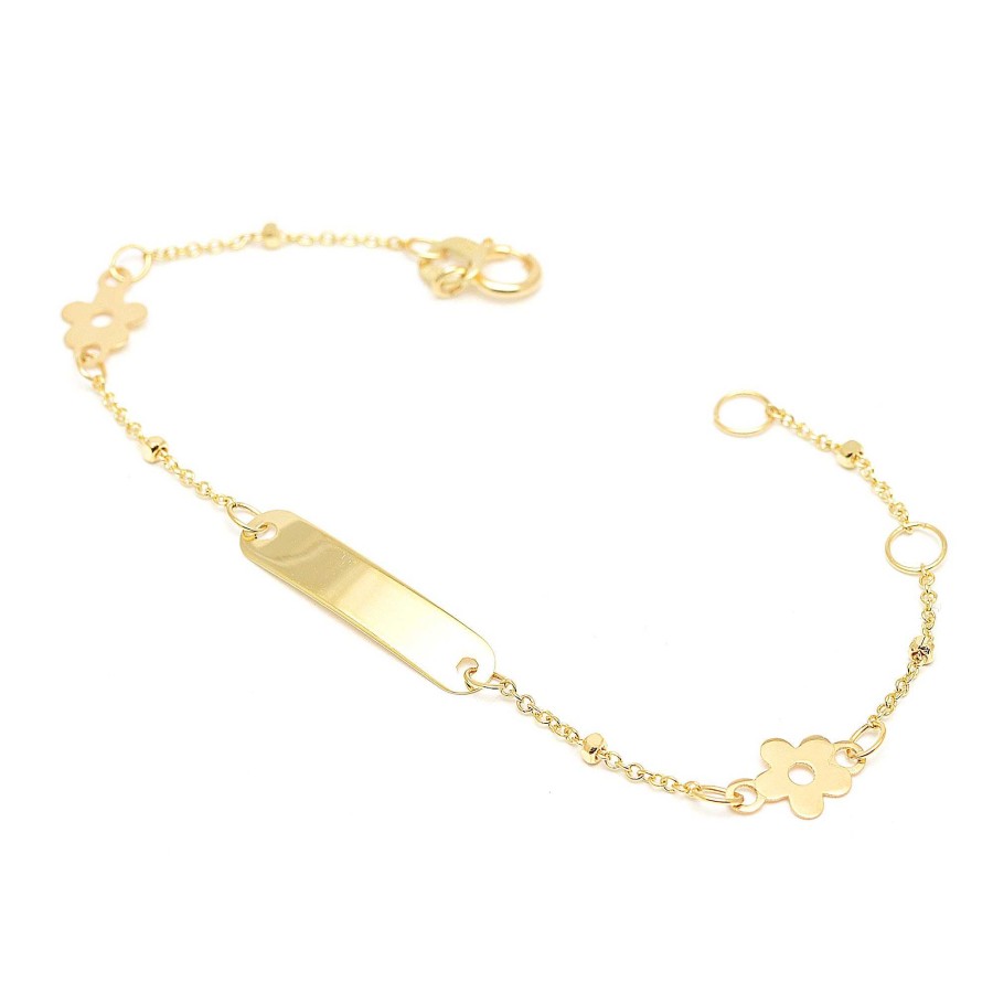 Beb Joyeria Antonio Cumplido | Pulsera Oro Beb Placa Flores